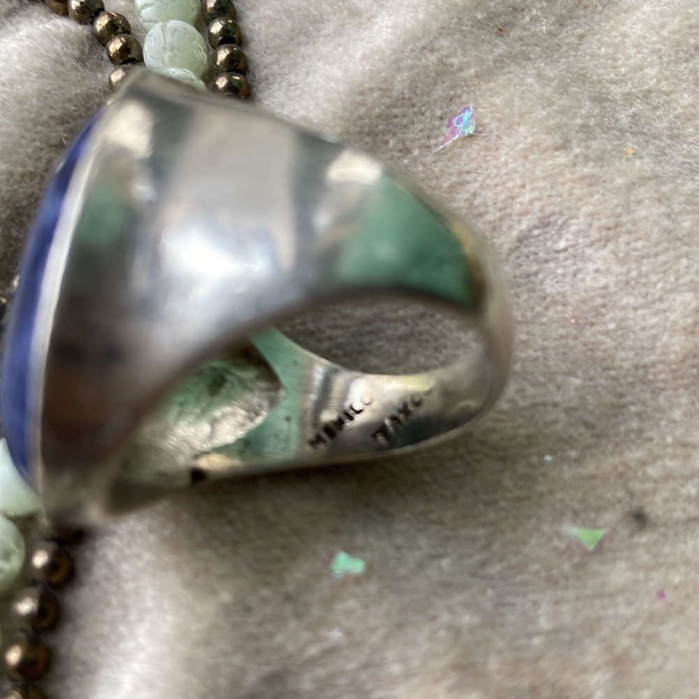 Solid Sterling Silver And Blue Lapis Ring - image 3
